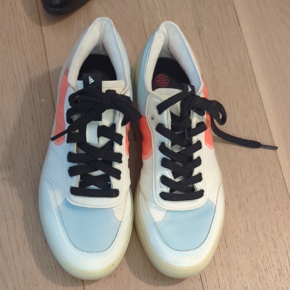 Adidas Women's Sneakers - White, Blue, and Orange